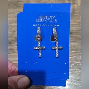 New 🔥 Jewelry Essentials cubic zirconia Cross Earings
